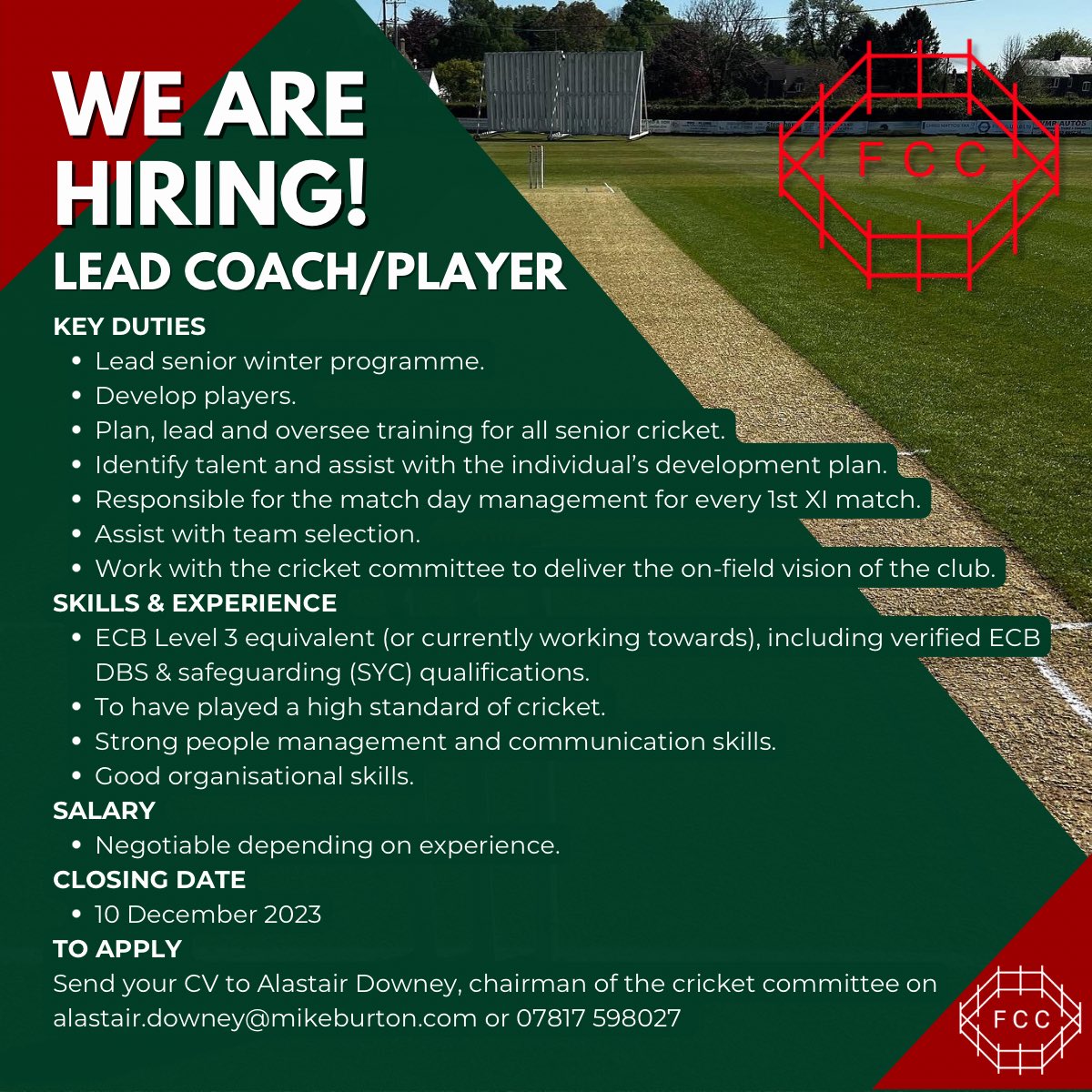 FrocesterCC's tweet photo. An amazing opportunity has become available at Pounds Close. 

If you would like more information please follow the link, https://t.co/OtAcCR5Lf9

#UptheFros https://t.co/WncVjkTZ5m