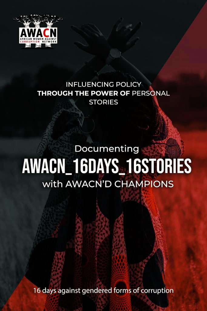 awacn_africa's tweet photo. At the intersection of corruption and gender based violence lies a story with the power to change how we view and understand corruption.
Stay tuned as we take you on a journey of #AWACN_16DAYS_16STORIES #AWACN #16DAYS #GenderedCorruption https://t.co/8740AeT5Rb