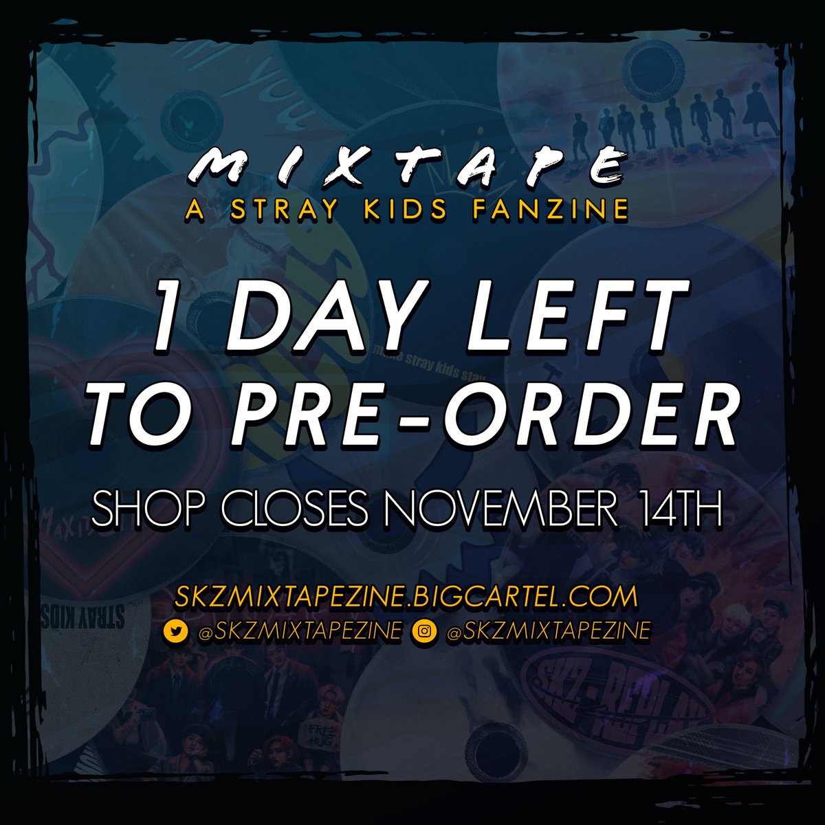 ‼️ This is the last call to order your copy of Mixtape: A Stray Kids Zine ‼️

Over 150 pages of art by incredibly talented Staytists, with proceeds going to the Shiny Foundation!

We’re only a few orders short of our next stretch goal, too! 💫