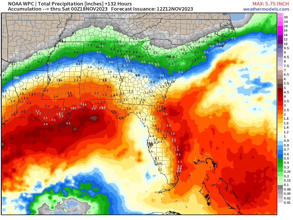 tropicalupdate's tweet photo. Lots of rain fixing to fall. Latest rainfall totals expected through Friday here. Gulf blob low pressure brewing. https://t.co/Hk3pbO7x8H https://t.co/XLVBLSvVcR