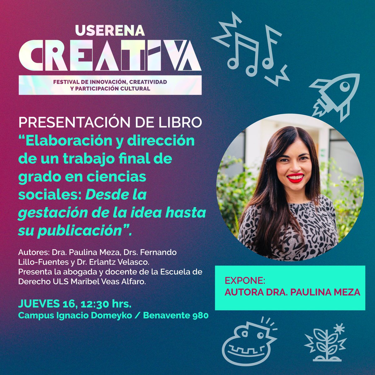 paulinamezag's tweet photo. Todas/os invitadas/os a esta actividad abierta y gratuita!

📅 16/11/23
⏰ 12:30 horas
📍Campus Ignacio Domeyko, ULS

@VipulsOficial 
@userena 
@Diveuls https://t.co/cS5peifePb