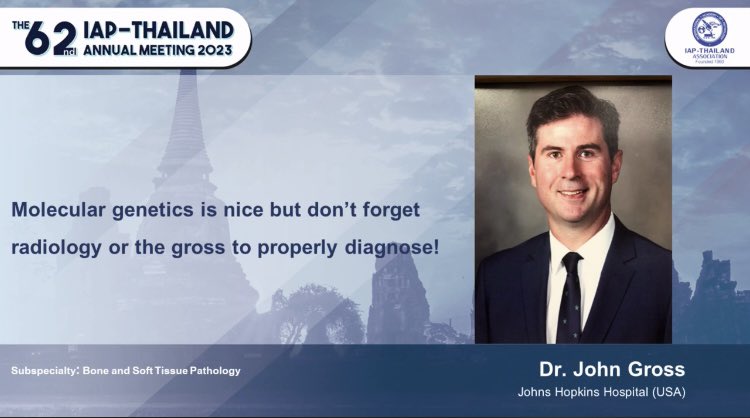 ksaipatt's tweet photo. I just watched @JMcMahonG talk at the IAP Thailand and found it informative about the radiological and gross patterns of BST tumors. I've also learned that I should take notes on dediff LPS tissue margins. Very glad to see you in person and learn from @SintawatWang attending :)) https://t.co/UoItSaEll4