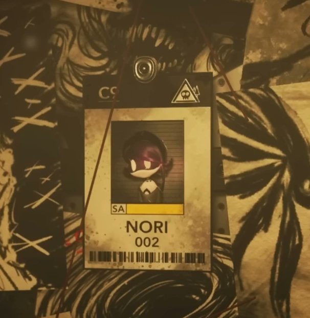 TargetPredictor's tweet photo. @glitch_prod Probably a long shot question, but since Cabin Fever Drones have ID Badges with their name and number, I was wondering if I could know what Drone 029's had on it. We can see she has one, but there's no close-up of it to make sense of what it says. https://t.co/tskOEofdSZ
