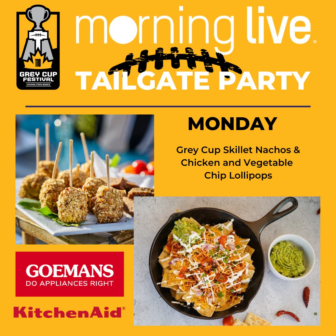 CHCHTV's tweet image. Tune in tomorrow as we kick off our @morninglive Tailgate Party with @GoemansApp! @ChefCorbin has 2 delicious recipes to share + check back for a @KitchenAid_CA giveaway!