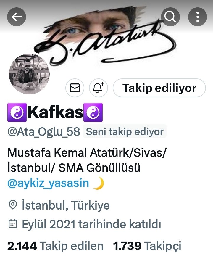 Açtığı hesaplar defalarca askı olan Atatürkçü,sözünü sakınmayan,@YurtTim 'in kurucularından
@Ata_Oglu_58 'i lütfen takip edelim 🙏

#TakipÖnerim
#FFspecial