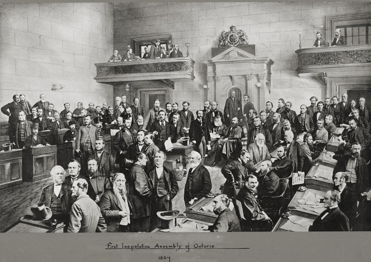 #DYK - The Notman Photographic Studio made the earliest composite photographs for the Ontario Legislature. The process included taking individual portraits of each MPP before cutting and pasting the photographs onto a hand-drawn canvas background