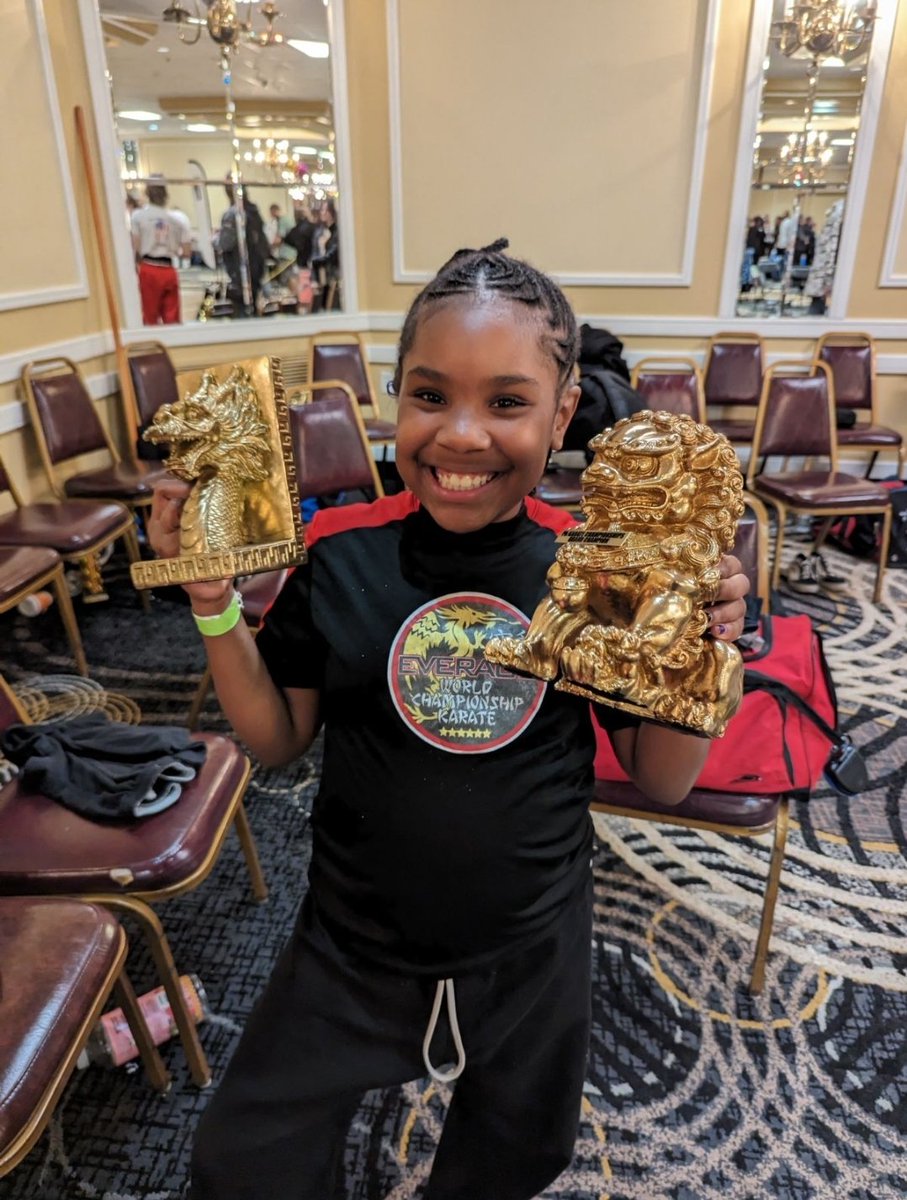 QianaPerry79's tweet photo. World Champ, National Champ, State Champ, she just keeps bringing in the GOLD. She swept the competition GO KRISSY!!!!! #KarateKid #RocsKarateKid #JMarieDesigns @rachbarnhart #DrDillard @Kay_Noire #DillardStrong #FutureSensai #WORLDCHAMP #KarateKris #SuperElite #HappyBirthday WKC https://t.co/ZdTjikndfe