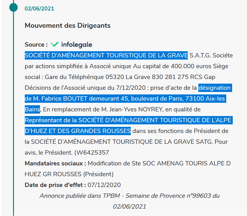 @vigny6 @placegrenet @SMMAG__officiel @cferrari_38 @GrenobleAlpes @LeDL_Grenoble @f3Alpes @SMLVinoux @ADTCgrenoble @fontaine38600 Allez je continue, une belle pépite !
Un trouve même un savoyard conquis... mais pas n'importe quel savoyard !
Mr Fabrice Boutet, le DG SATA Group qui gère @alpedhuez, @2ALPES  et La Grave.
#Metrocable #EnquêtePublique #Grenoble
cc @vigny6 @placegrenet