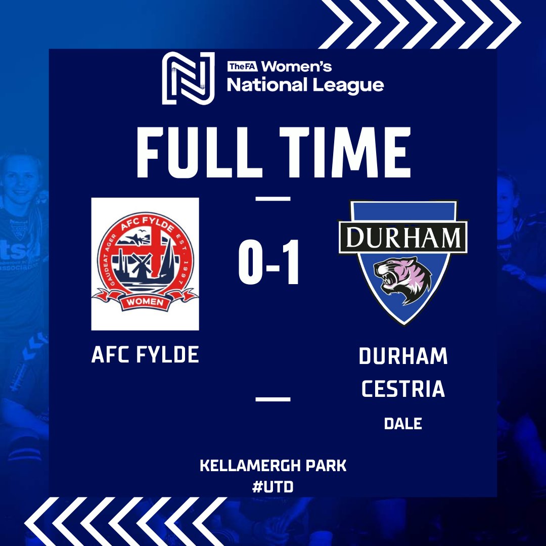 Durham Cestria (@durhamcestria) on Twitter photo Full Time
<a href="/FyldeWomenFC/">AFC Fylde Women</a> 0๏ธโฃ - 1๏ธโฃ <a href="/DurhamCestria/">Durham Cestria</a>
A first half goal from <a href="/FayeDale04/">faye dale</a> is the difference as we make it into the next round of the @FACupWomens following a truly gritty and battling game.
#UTD Full Time
<a href="/FyldeWomenFC/">AFC Fylde Women</a> 0๏ธโฃ - 1๏ธโฃ <a href="/DurhamCestria/">Durham Cestria</a>
A first half goal from <a href="/FayeDale04/">faye dale</a> is the difference as we make it into the next round of the @FACupWomens following a truly gritty and battling game.
#UTD