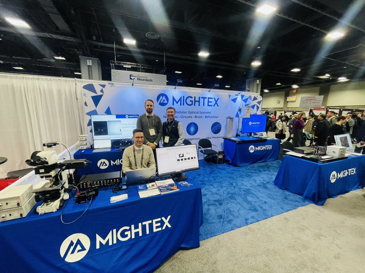 mightexsystems's tweet photo. Good morning #SfN2023 !! We are excited for the first exhibition day! Make sure to stop by booth 2736 to talk all things optogenetics, calcium imaging, fiber photometry and more 🐭 https://t.co/ApNAbVH69B