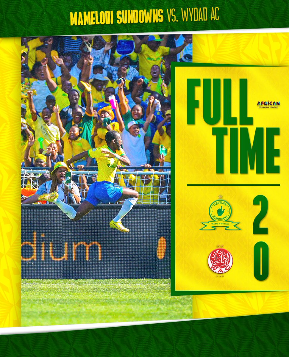 It's all over! Masandawana Finish The Job At Loftus to claim the inaugural African Football League! 🏆✅ Mamelodi Sundowns (45+3' Shalulile, 52' Modiba) 2⃣(3)➖(2)0⃣ Wydad AC #Sundowns #DownsLive #AFLFinals