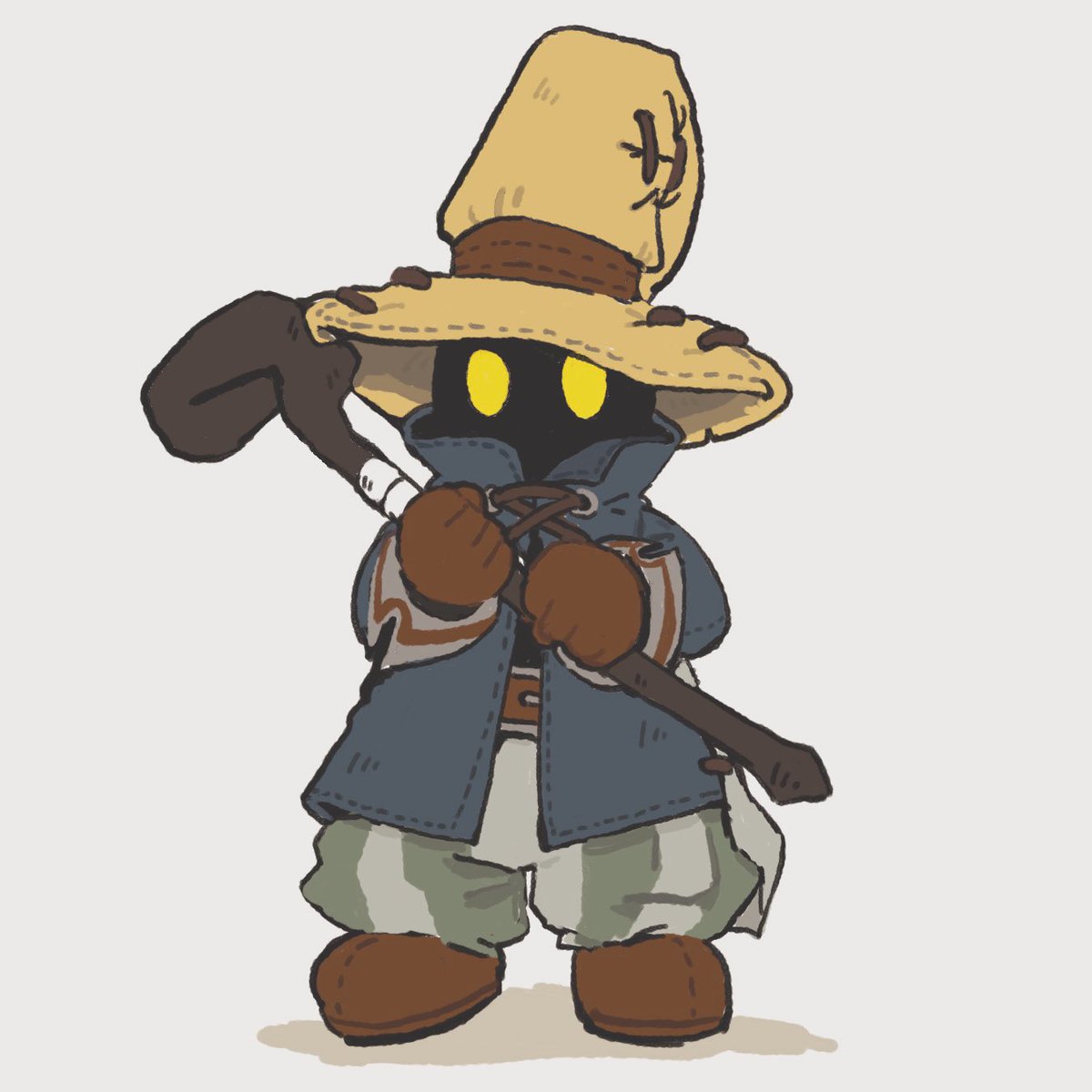 hat solo yellow eyes gloves brown gloves staff 1boy  illustration images