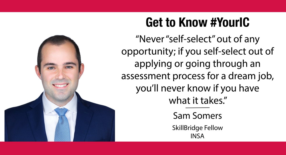 Get to Know #YourIC! This week we are spotlighting INSA’s SkillBridge Fellow, Sam Somers! Check out his profile to learn about his inspiration behind serving in the US Army, his passion for diversity, career tips… and more! insaonline.org/detail-pages/p…