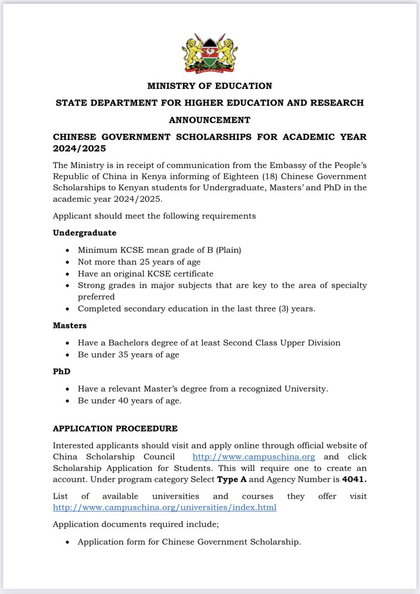 MativoMJohn's tweet photo. Visit and apply online through official website of China Scholarship Council https://t.co/SHNRFm47ZH and click Scholarship Application for Students.
List of available universities and courses they offer visit
https://t.co/knKQDrpwTh https://t.co/Dv9ghb2oqs