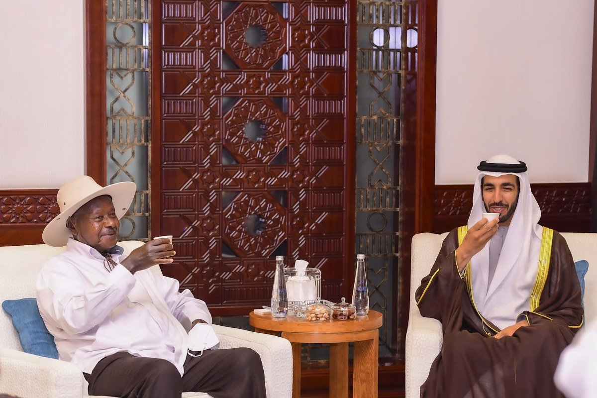 KagutaMuseveni's tweet photo. I have Arrived in Abu Dhabi, UAE. I am  looking forward to fruitful discussions with His Highness Sheikh Mohamed bin Zayed Al Nahyan and to engage with Arab investors on investment opportunities in Uganda. https://t.co/MvWLrOvadm
