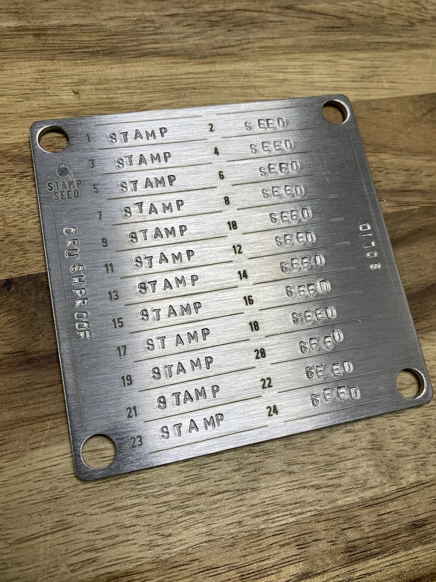Keep your seed phrase offline and off of paper and keep your #Bitcoin Did  you know you can metal stamp your seed words, letter by letter, into a  durable titanium plate?