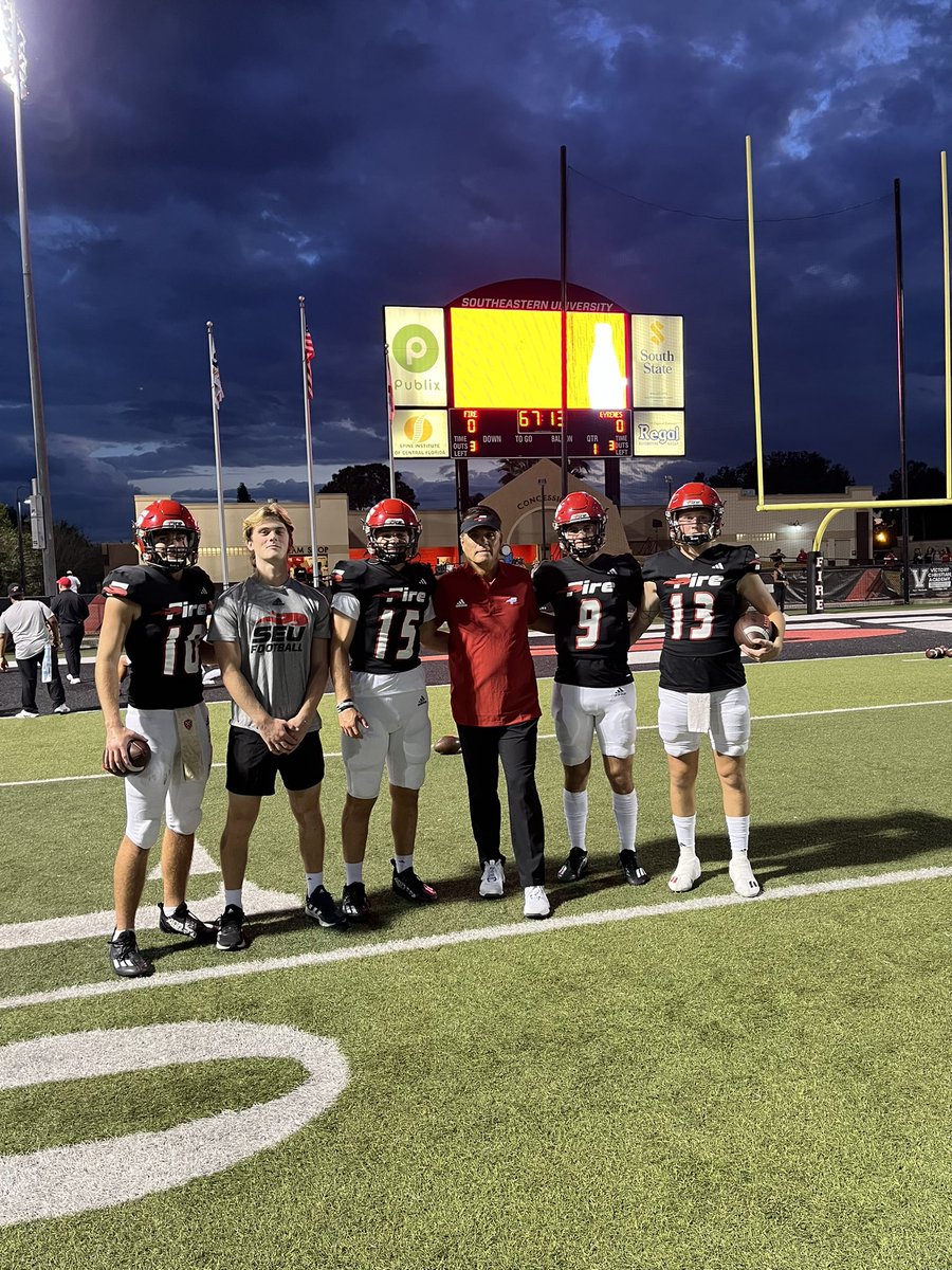 Proud of these young men who represent @FireAthletics @SEUFireFootball Great Win QB’s - #QBsWork 🏈🏈🏈🔥🔥🔥