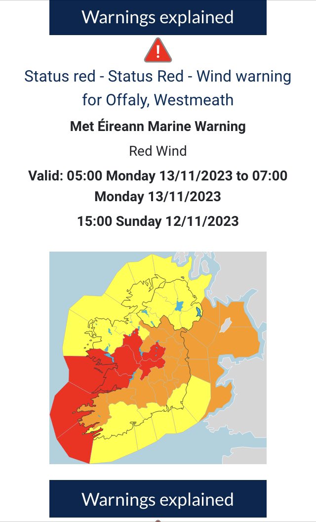 Please follow guidance issued by front line agencies and do not make any unnecessary journeys during this time. Please visit met.ie for further updates.