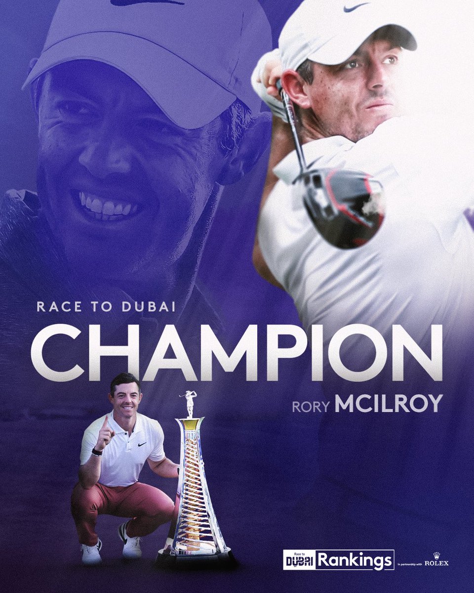 Rory McIlroy wins the 2023 Race to Dubai Rankings in partnership with Rolex. 🏆