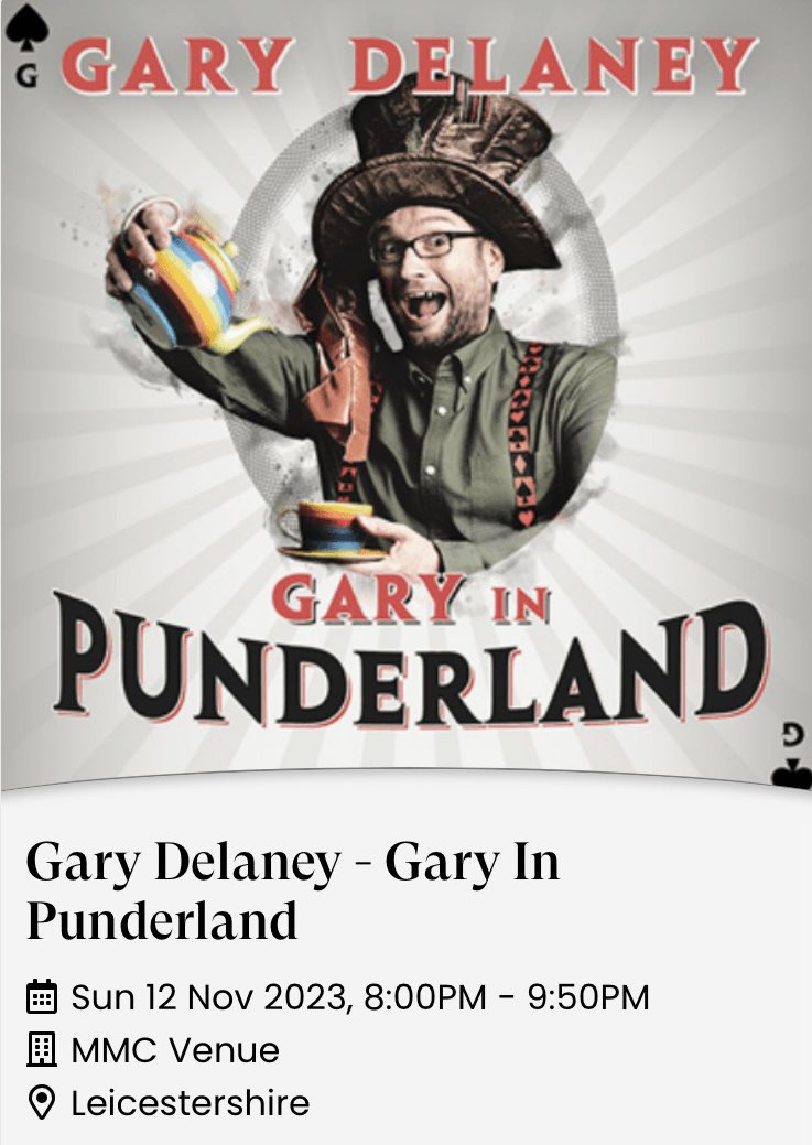 Gary Delaney is playing at MMC Venue tonight! We’ll be open from 4pm for any pre show drinks! 🍺