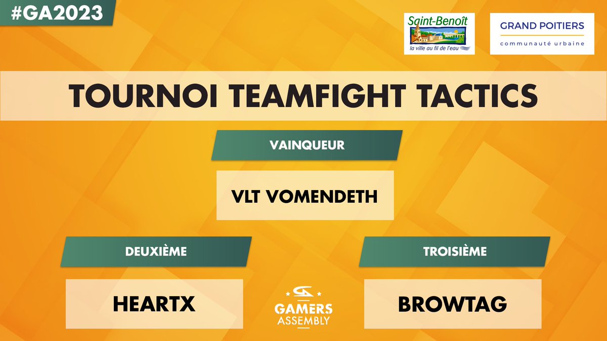 Gamers Assembly (@gamersassembly) on Twitter photo #TFT a couronné son roi 👑 à la #GA2023 Halloween Edition, et c'est Vomendeth qui a remporté la victoire ! Félicitations à l'ensemble des participants 🌟🏆 #TFT a couronné son roi 👑 à la #GA2023 Halloween Edition, et c'est Vomendeth qui a remporté la victoire ! Félicitations à l'ensemble des participants 🌟🏆