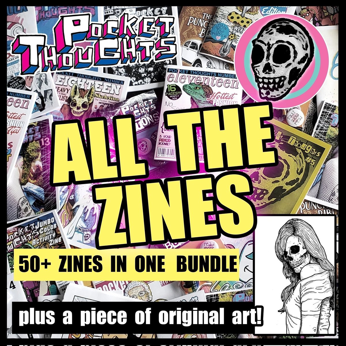 At PocketThoughts.etsy.com you can get ALL of my zines in one convenient pack!

It also includes a piece of original art!

The perfect gift for the zine enthusiasts in your life.

#zines #art #indie #smallpress #gift #zinester #artist #underground