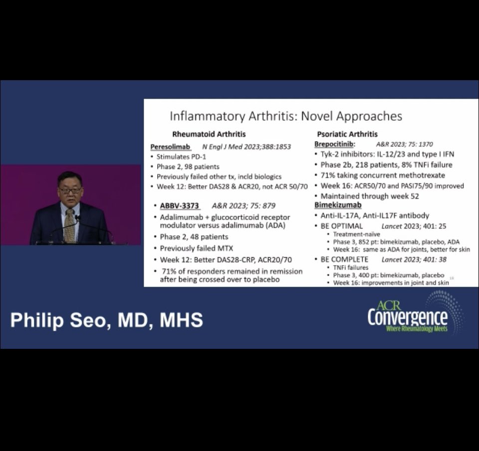 Novel therapeutics for #inflammatoryArthritis #YearInReciew #ACR23 @RheumNow