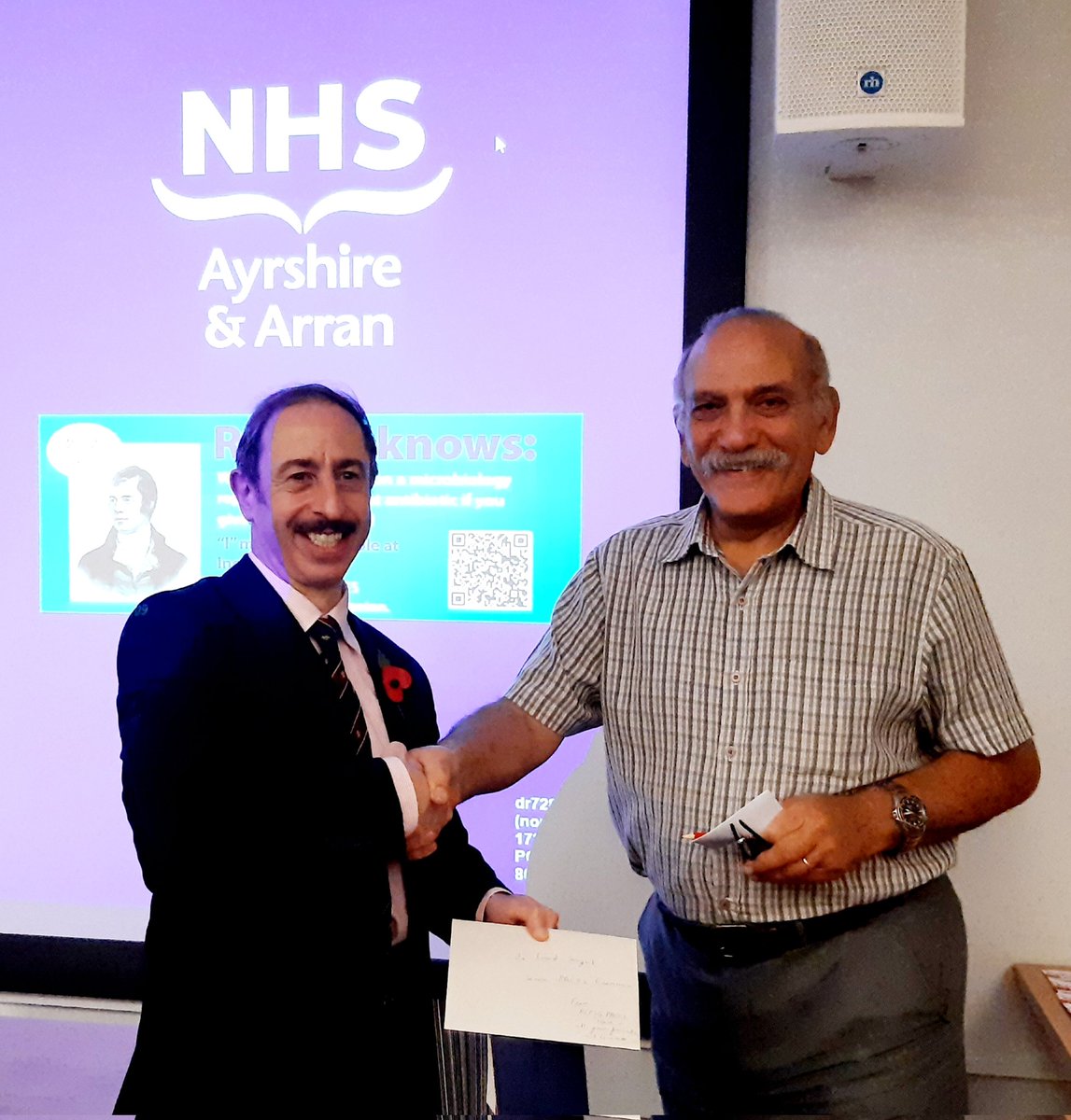 MoeOophysician's tweet photo. New Format PACES Exam has been delivered successfully at University Hospital, Crosshouse this weekend. Dr Sam Allen, Dean of Travel Medicine, gave a farewell gift to Dr Soryal, a senior examiner from our  sister College RCPE, for his happy retirement. We are all A TEAM. 💪💪💪 https://t.co/1v07uag5ZG