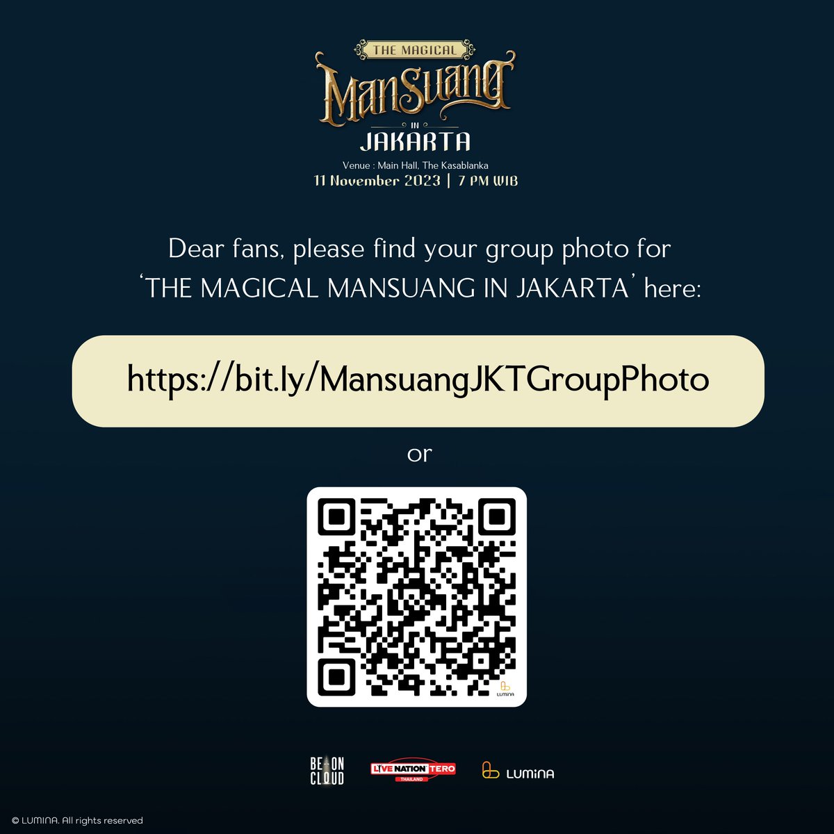 luminaent's tweet photo. [GROUP PHOTO] This is the result of the group photo fan benefits of 'The Magical Mansuang in Jakarta'. Please find your group photo here:

🔗: https://t.co/VAfg8Lc0O5

#MagicalManSuangJKT #ManSuang #BeOnCloud #LiveNationTH #BarengLumina https://t.co/avzXJv0YfY