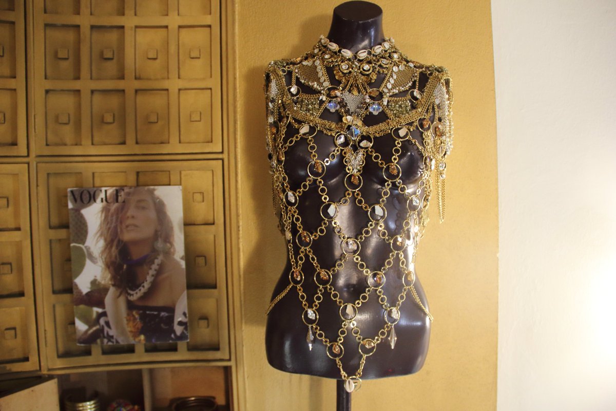 Our Botticelli body piece stands majestic in our showroom, a real showstopper. #Handmade, as always in our #London showroom. Will you be adorned in the ultimate accessory this party season? 💎
VICKISARGE.COM
 #xmasparty #partywear #VICKISARGE