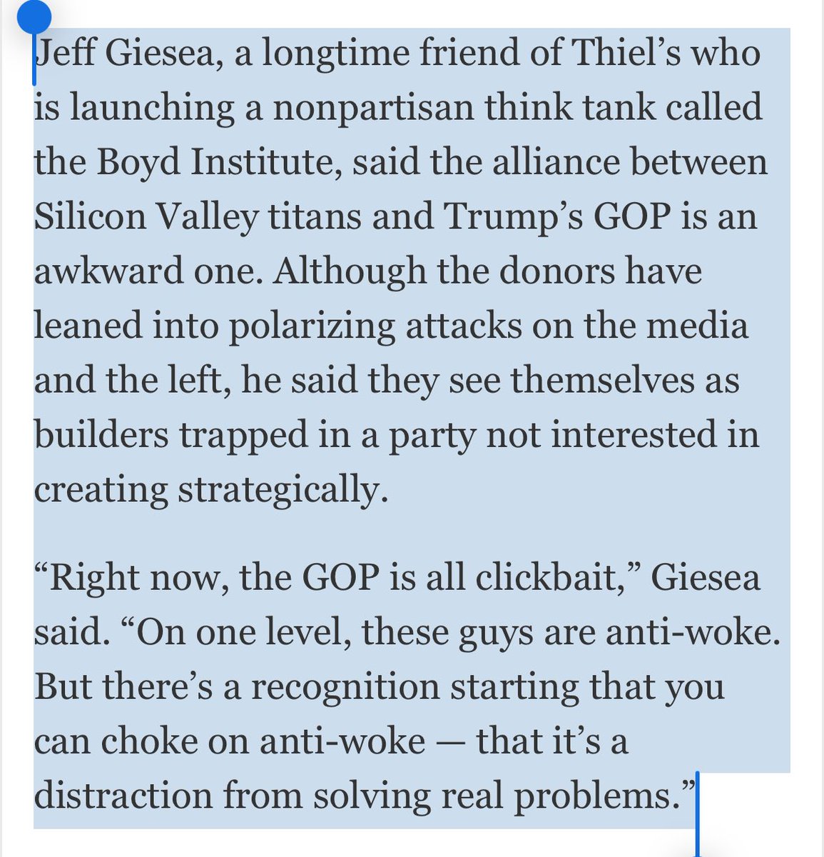 I am quoted (channeling Jesse Jackson rhetorical flourish) at the end of this @washingtonpost story about Silicon Valley politics by @lizzadwoskin — “How the right-wing titans of Silicon Valley turned against Trump” washingtonpost.com/technology/202…