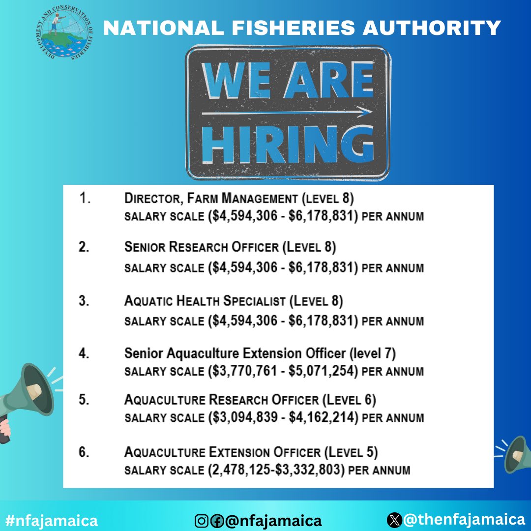 thenfajamaica's tweet photo. WE’RE HIRING 🗣️
SHARE THIS POST, TELL A FRIEND TO TELL A FRIEND ‼️
We are inviting applications from suitably qualified and experienced individuals to fill these positions.
.
.
#teamnfa #nfa #nfajamaica #jobseekers #jobsearch #jobsearching #employment #employmentopportunities https://t.co/2xnBCNXnLp
