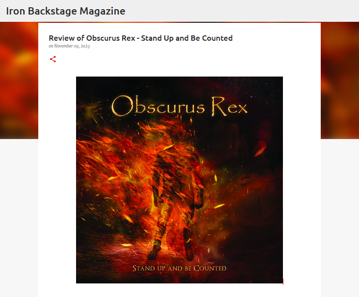 Obscurus_Rex's tweet photo. #IronBackstageMagazine reviews #ObscurusRex's “Stand Up and Be Counted”
https://t.co/ZaYqTY2neC https://t.co/3rTgl6EKh6