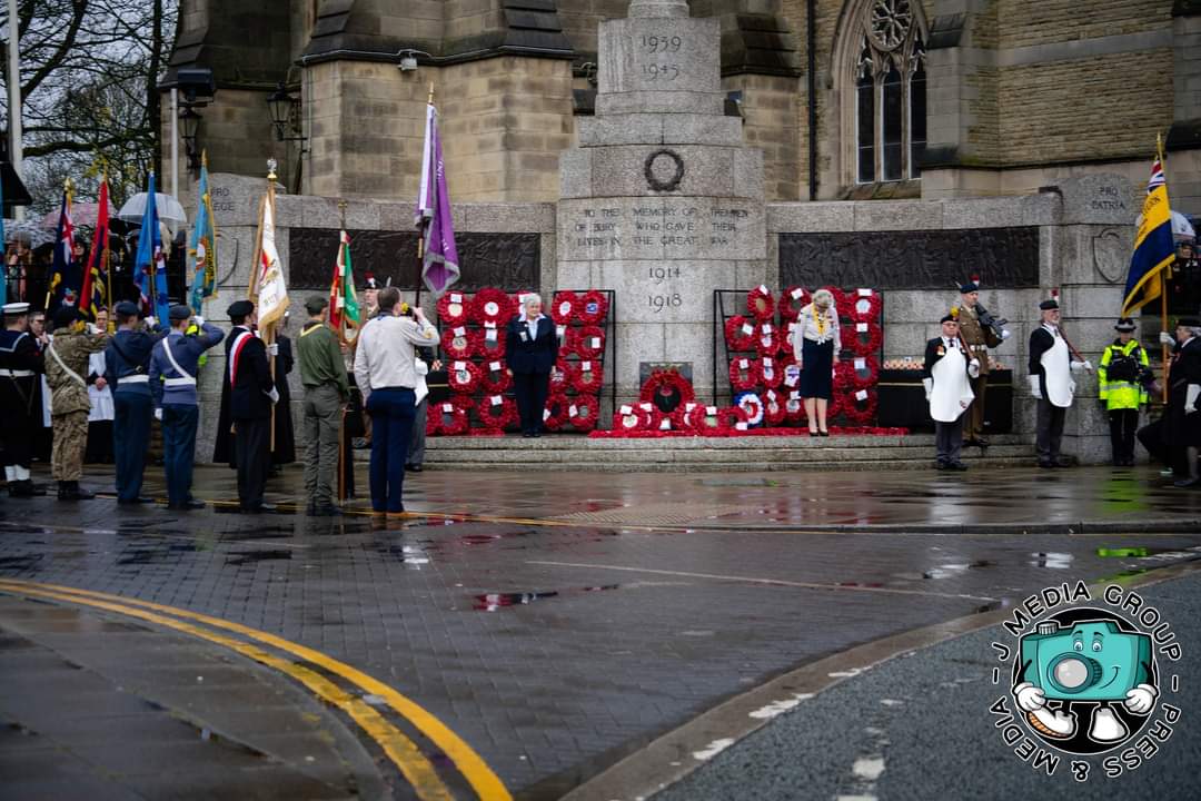 It has definitely been one of the soggier Remembrance Parades we've done, and the Greggs was well earned. Proud of them both as always ♥️ And of @anthony_murphy1 for not dropping the district flag despite the cold wet weather 😝😘♥️
