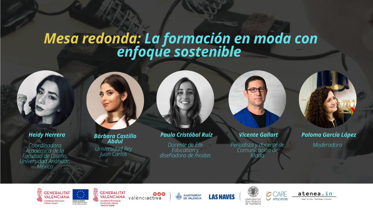 Se acerca la fecha...¿ya te has inscrito?
 
JORNADA - SOSTENIBILIDAD
Sostenibilidad en la moda: academia y museos
📅 Jueves 23 de noviembre - 9:30 h
📍 Auditorio de Ingeniería (UPV)
 
🪑 Modalidad presencial. Entrada gratuita.
🚀 Inscripciones en atenea2023.eventbrite.es