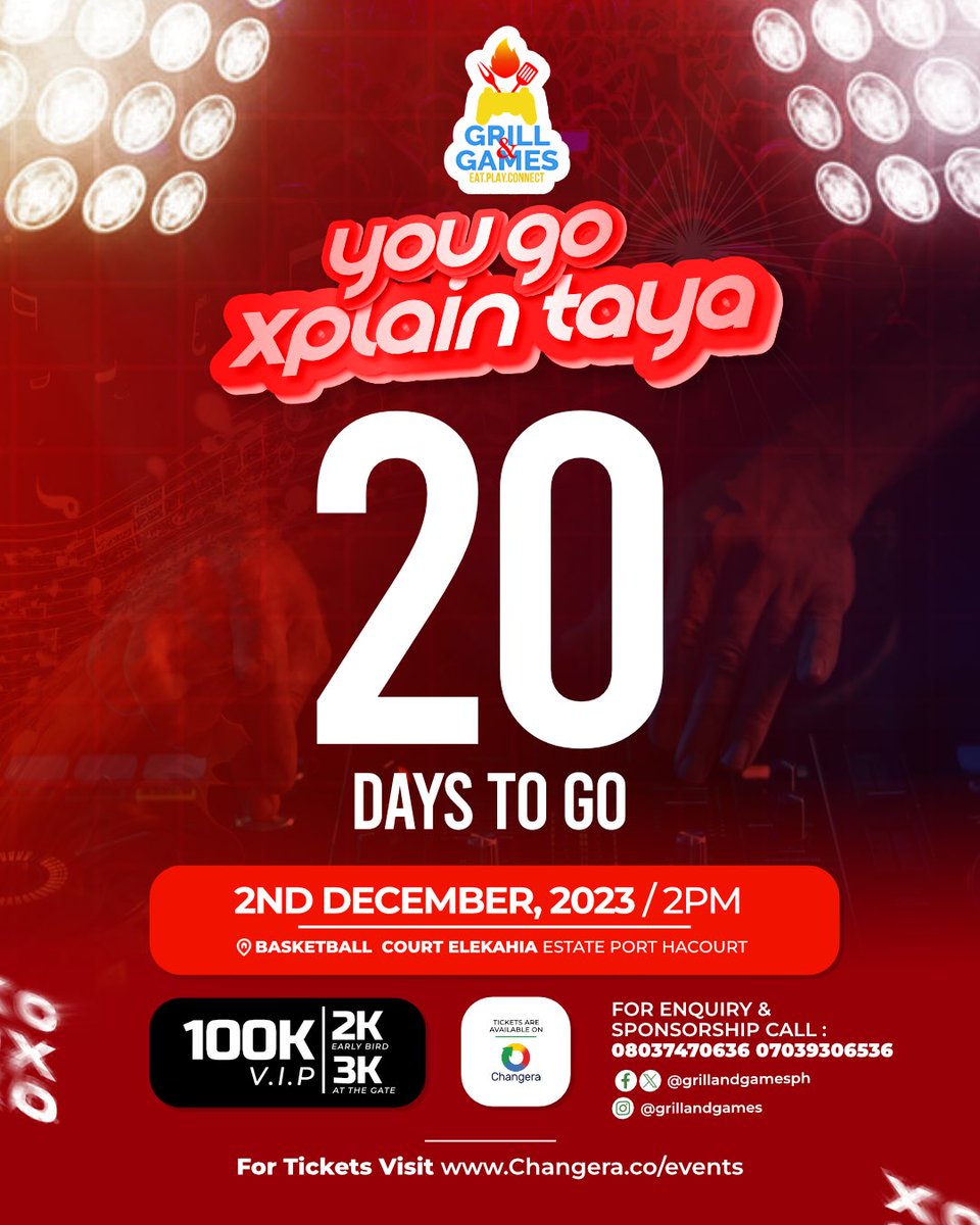 GrillandGamesPH's tweet photo. PH City!!!!
In 20 days we party!!!
On your marks…
You’ll be set when you get your tickets from @ChangeraApp
See you in a bit!
#GrillandGames
#YGET https://t.co/iBURe3NzhL