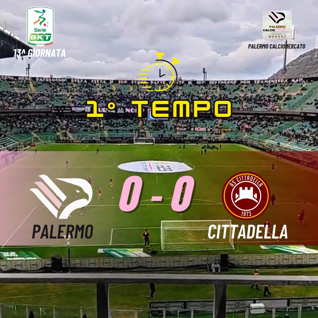 #PrimoTempo 
✅️ Palermo-Cittadella 0-0

Match che non decolla al Barbera, supremazia territoriale dei rosanero che però non riescono a rendersi pericolosi.
Unica emozione al 44°con Couliblaly (migliore in campo) che di testa mette alto sopra la traversa. Troppo poco!