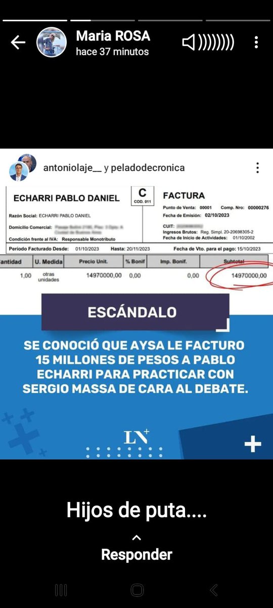 Allí lo tenes al delincuente de Pablo Echarri , cobrando por enseñarle a Massa como actuar ante el debate! Todo esto financiado con fondos públicos de AYSA  ! #MassaNoVasASerPresidente #MassaEsMafia #MassaEsCorrupción #MassaNo #MassaNo  #MassaNoVasASerPresidente