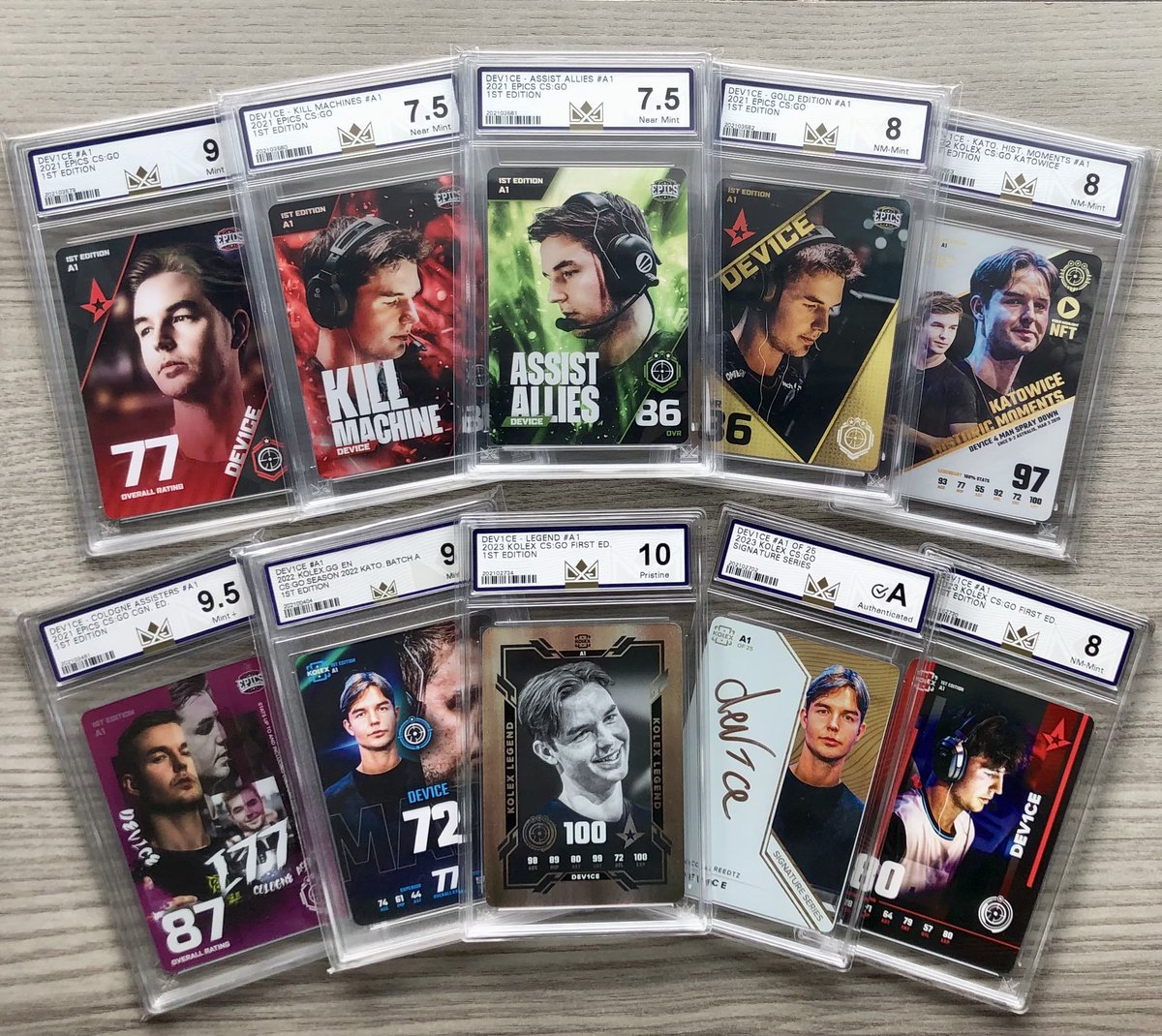 lu1gi_csgo's tweet image. Thank you to @crowngrading for grading my prized A1 @dev1ce collection!  🥹

These are by far some of my favorite cards in my entire collection. 🔥

#KolexCards | #CrownGrading 👑