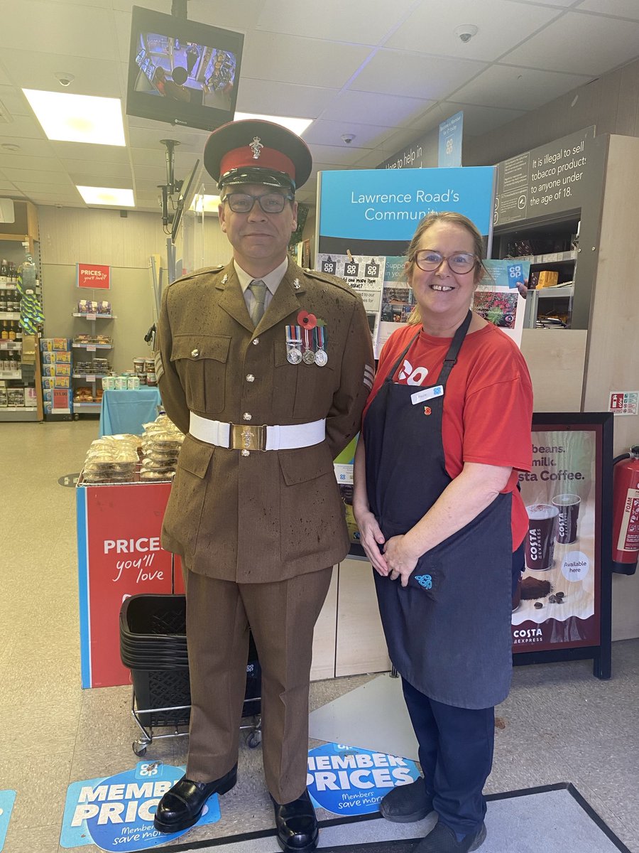 paula_dunn64's tweet photo. ⁦⁦@coopuk⁩ Lawrence road our lovely customer Jimmy called in today before he went to the Remembrance Sunday service. Big thankyou to all our customers who respected the two minutes silence 🌺 ⁦@EgletonKaren⁩ ⁦@coopuk⁩ https://t.co/GaQtAbJmqu