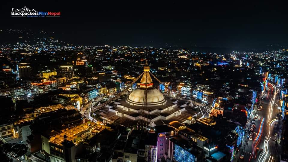 RONBupdates's tweet image. Beautiful aerial Night view of Bouddhanath area, Kathmandu. ❤️ #TiharVibes 

Pic. misancibirigo
