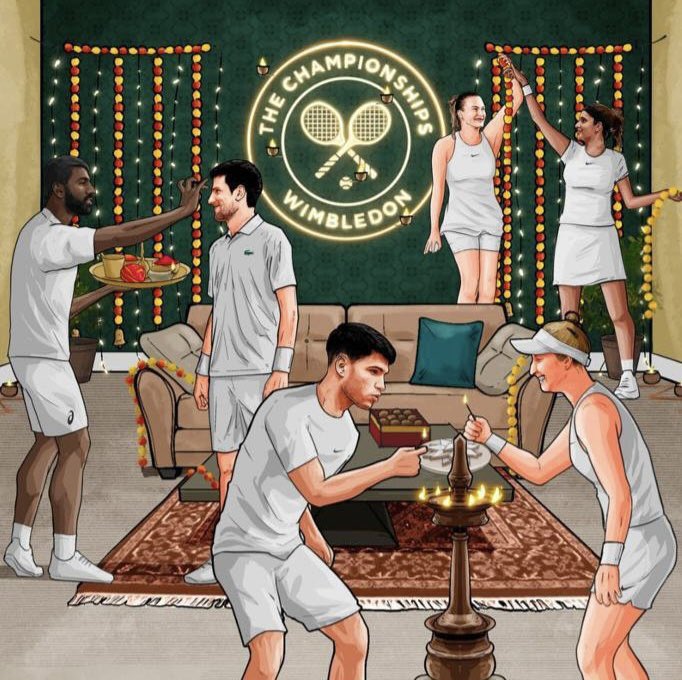 IndTennisDaily's tweet photo. Diwali greetings from Wimbledon ft. our own @rohanbopanna and @MirzaSania 🇮🇳 https://t.co/i5n3JfvWTW