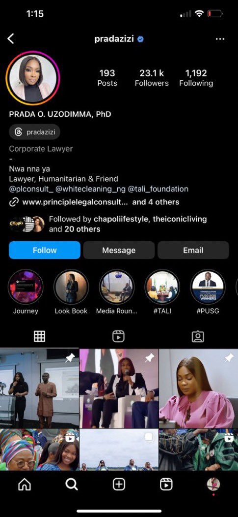 lol so I heard this clown @PradaUzodimma who happens to the daughter of a governor added PhD to her name on IG, even though it was honorary 😂.