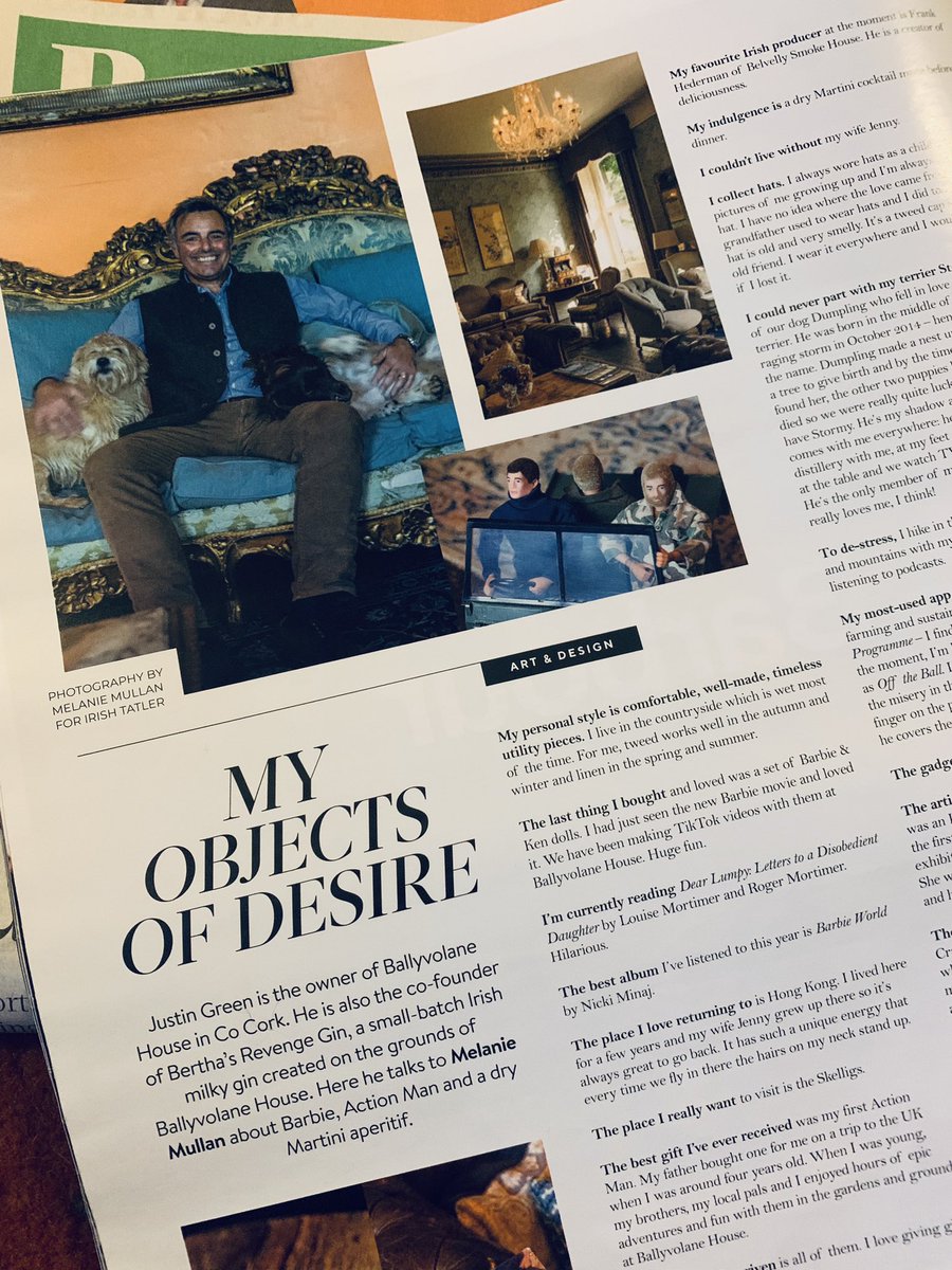 You’ll be surprised by the last thing Justin from <a href="/ballyvolanehse/">Ballyvolane House</a> <a href="/berthasrevenge/">Bertha's Revenge Gin</a> bought! Read all about the objects of his desire in <a href="/irishtatler/">Irish Tatler</a> <a href="/businessposthq/">Business Post</a> today. Lovely words &amp; snaps  by <a href="/Melmullan/">Melanie Mullan</a> 📸