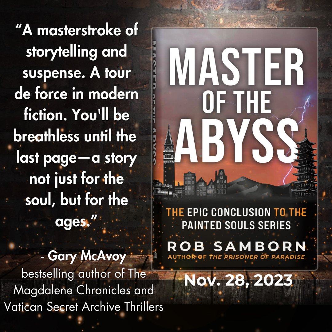 A huge thanks to bestselling historical thriller author Gary McAvoy for this amazing quote about Master of the Abyss.

<a href="/GaryMcAvoy/">Gary McAvoy</a> #books #booktwt #booktwitter #writerslift #writingcommunity #newrelease #thriller #international #venice #historicalfiction #read #readers