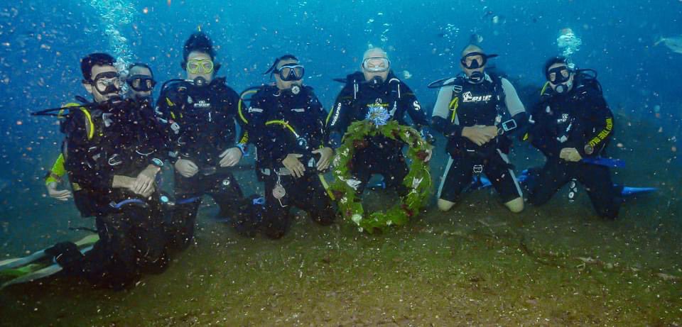 Today at RFA Darkdale, a British resupply ship lost during WWII , a poignant tragedy in Saint Helena’s maritime history. Each year a group of divers place a wreath with reverence, preserving the memory of the 41 souls lost . Picture credit: Karl Thrower