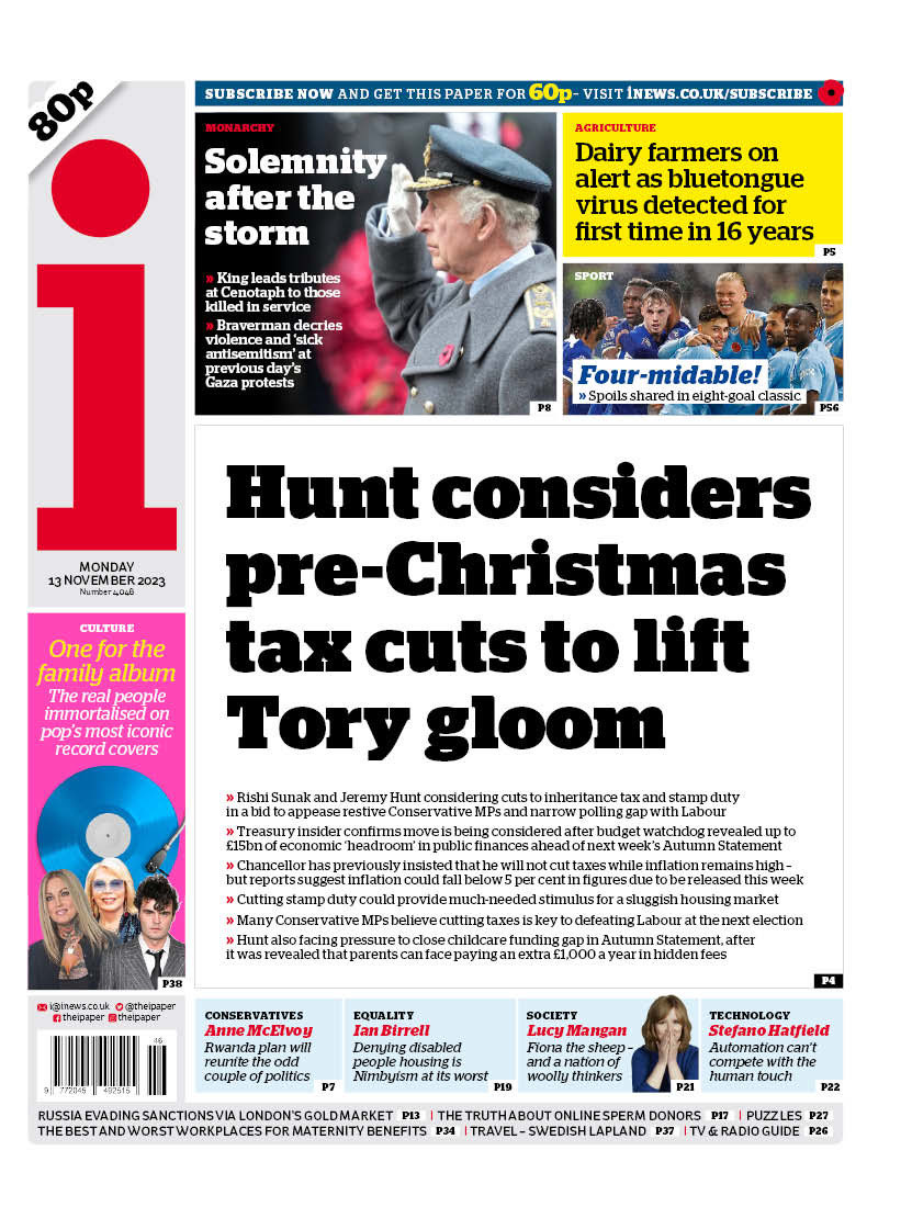 hendopolis's tweet image. I: Hunt considers pre-Christmas tax cuts to lift Tory gloom #TomorrowsPapersToday