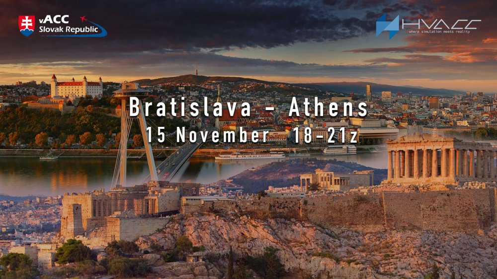 vACC Slovak Republic and Hellenic vACC invite you to an event between Bratislava and Athens, which will take place on Wednesday, the airports will be staffed for 3 hours.
