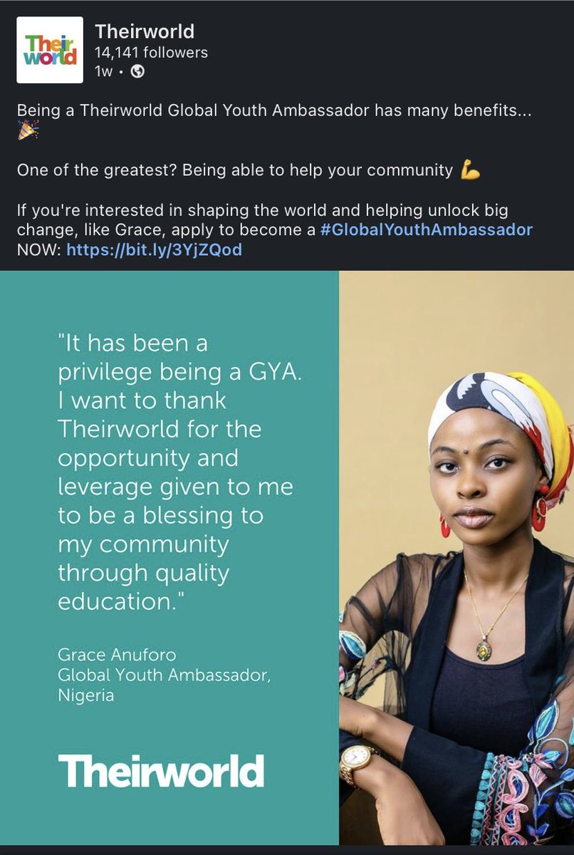 graceanuforo's tweet image. Visit their LinkedIn profile for the information on how to apply.
Let your journey begin from somewhere.

My journey into #FunctionalLiteracy for #Girls in Marginalised Communities started officially here! I’ve enjoyed every bit of the journey till now.