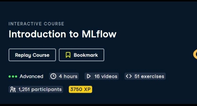 SyarmineS's tweet image. Had a really great experience learning about MLflow via @DataCamp. 

One of the most important parts of learning ML is managing its lifecycle.  

As this is my first experience via the #freeaccessweek, really wish to get an extension!